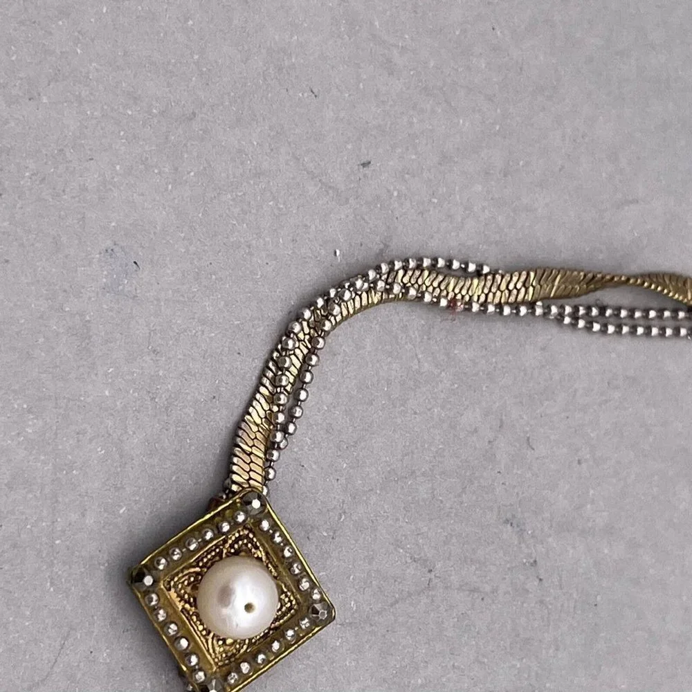 Satellite Paris Pearl Beaded Chain Bracelet Gold Tone 6 to 8.5 Inches - Picture 6 of 6